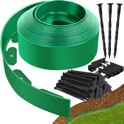 Landscape Edging Border - 4” x 100’ Tall Edging for Landscaping with 60 Stakes, 0.15" Thick No Dig Lawn Edging for Garden Border, Flexible Flower Bed Edging Borders for Yard, Terrace Board