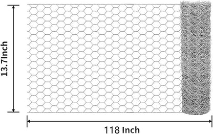 Chicken Wire for Crafts, Wire Netting Hexagonal Garden Poultry Chicken Wire Netting, Pet/Rabbit/Chicken Wire Fencing,0.14inch Hexagonal Galvanized PVC Coated Mesh Fence