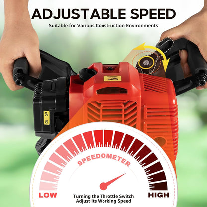 Handheld Trencher Digger Machine, 52CC 2-Stroke Gasoline Engine Tree Digger 1900W 6500RPM±200 Portable Trench Diggers for for Digging Planting and Trenching