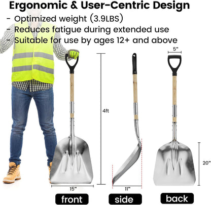 Aluminum Shovel with D-Handle - Stable While Light Weight (2.5 lbs) 20" Blade - Reinforced Edge Ergonomic Design Folding with Threaded Connection