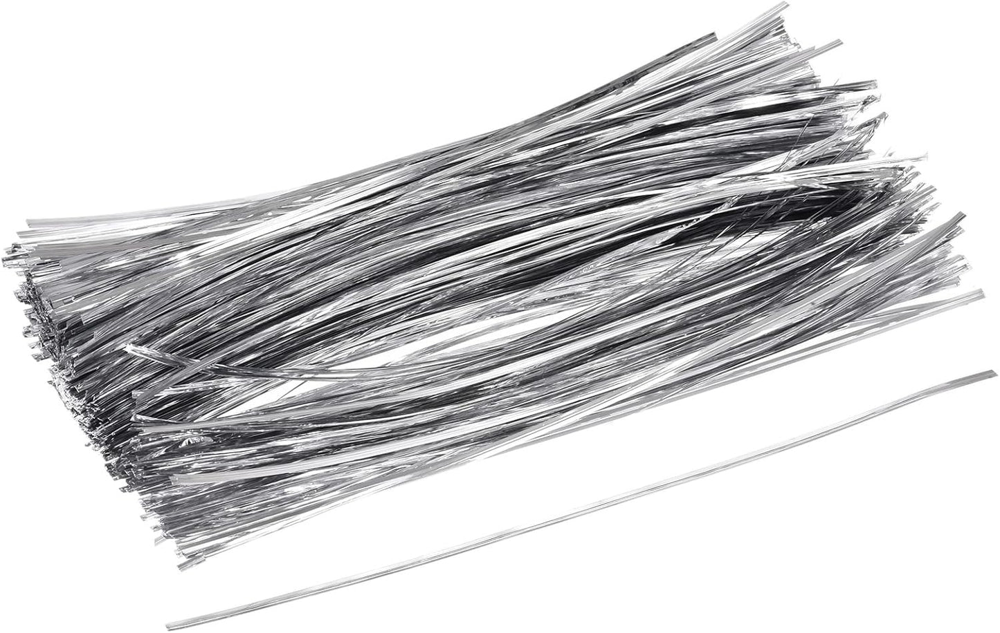 MECCANIXITY Foil Twist Ties 12" 30cm Metallic Plastic Closure Tie for Tying Bread, Candy, Cookies, Gift Bags Arts Crafts Ties Silver Tone Pack of 750