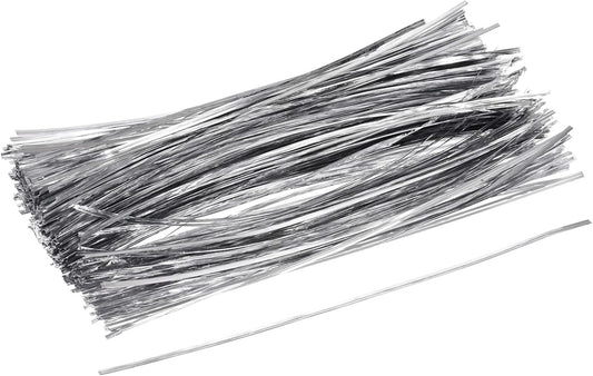 MECCANIXITY Foil Twist Ties 12" 30cm Metallic Plastic Closure Tie for Tying Bread, Candy, Cookies, Gift Bags Arts Crafts Ties Silver Tone Pack of 750