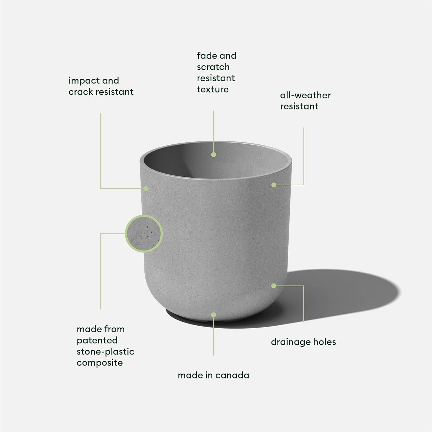 Veradek Round Lima Plastic Planter Pots for Indoor/Outdoor Garden Use, Gray, Suitable for Small to Large Succulent Plants, Flowers, Modern Interior Plants