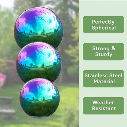 Lily's Home Gazing Globe Mirror Ball in Rainbow Stainless Steel. (8 Inch)