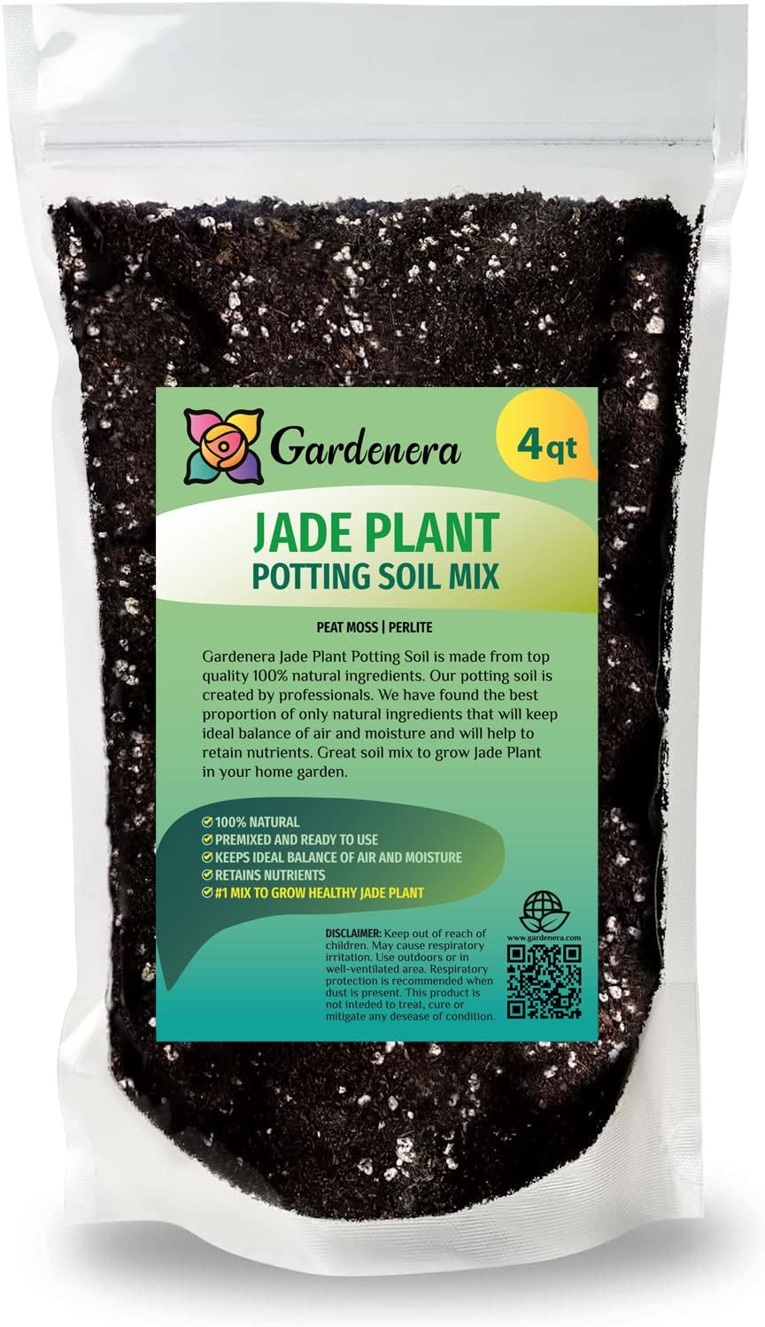 GARDENERA Premium Jade Plant Potting Soil Mix - (4 Quart Bag)