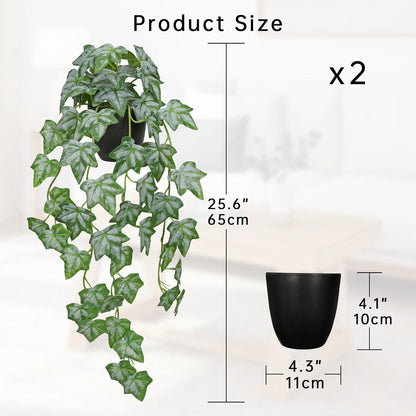 Set of 2 Fake Ivy Plant for Home Decor Indoor Silk Artificial Hanging Plant 25" Fake Ivy Vine Faux Ivy Leaves for House Room Indoor Outdoor Home Shelf Office Desk Plant Decor