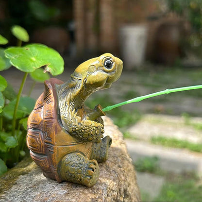 Banax Charming Resin Turtle Fishing Statue, Statue Cute Handmade Turtles Figurine Decor for Outdoor Garden, Patio, and Pond Decor, Ideal Gift Turtle Decor