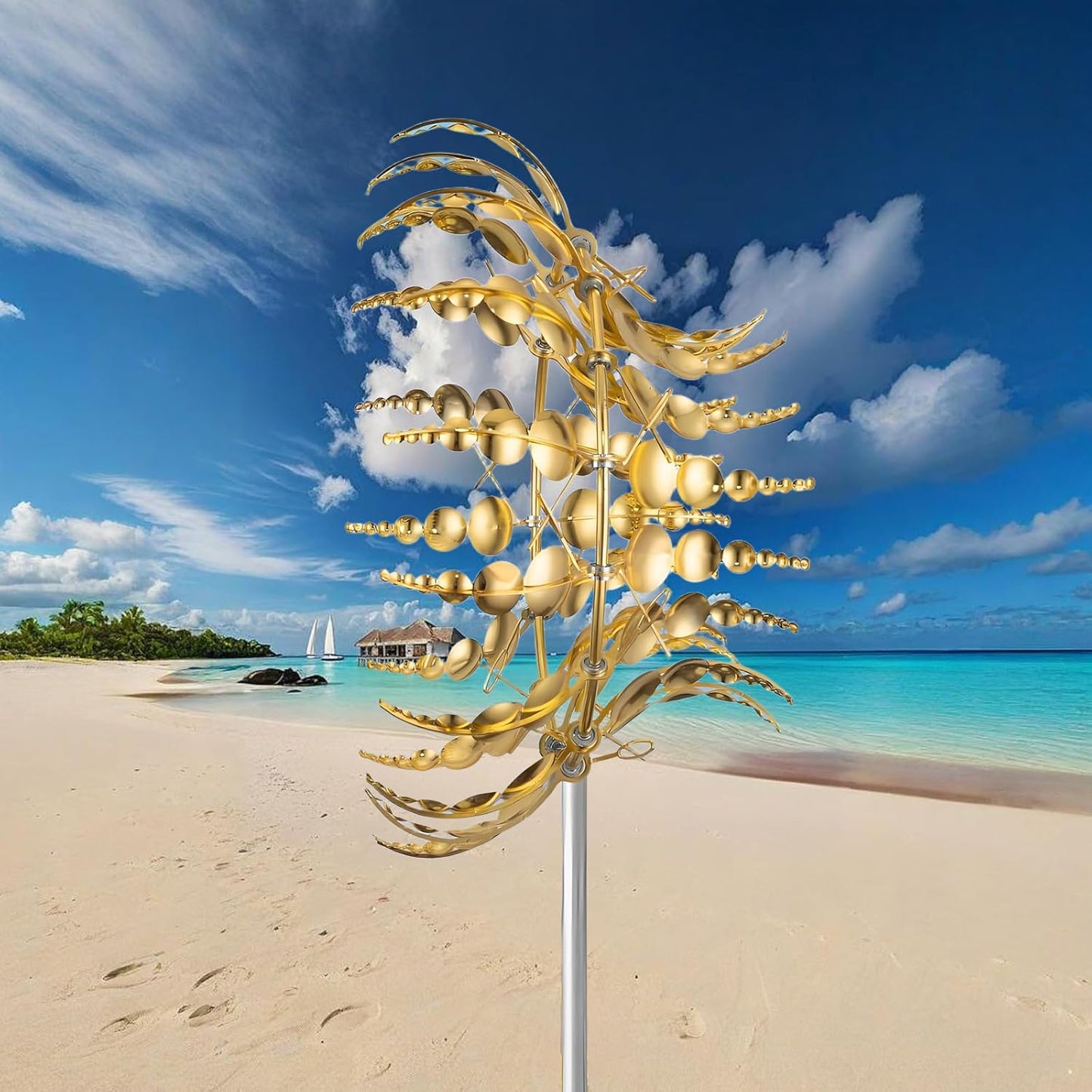 Magical Metal Windmill, Wind Spinners for Yard Garden, Outdoor Spinners, Windmill for Yard, Wind Sculptures & Spinners for Yard Garden Patio Decoration (1PCS Gold)