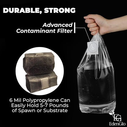 60 Packs Mushroom Grow Bags 8"x5"x20", Durable Mushroom Spawn Bags with 0.5 Micron Filter Patch, Large Growing Bags for Substrates, Tear & Heat Resistant up to 338°F