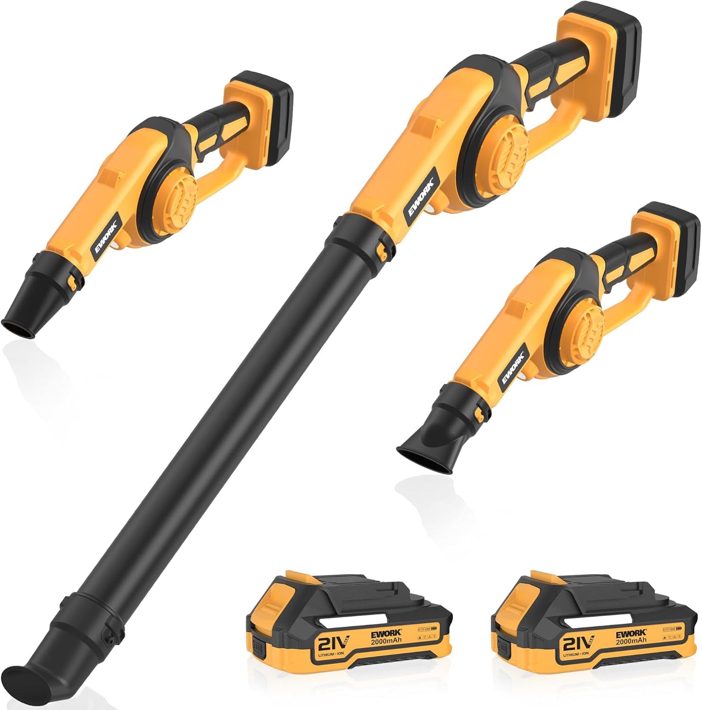 EWORK Small Leaf Blower Cordless 21V 200MPH Lightweight Electric Leaf Blower with 2x2.0Ah Battery and Fast Charger, Mini Battery Powered Compact Blowers for Lawn Care, Leaves, Jobsite, Patio Cleaning