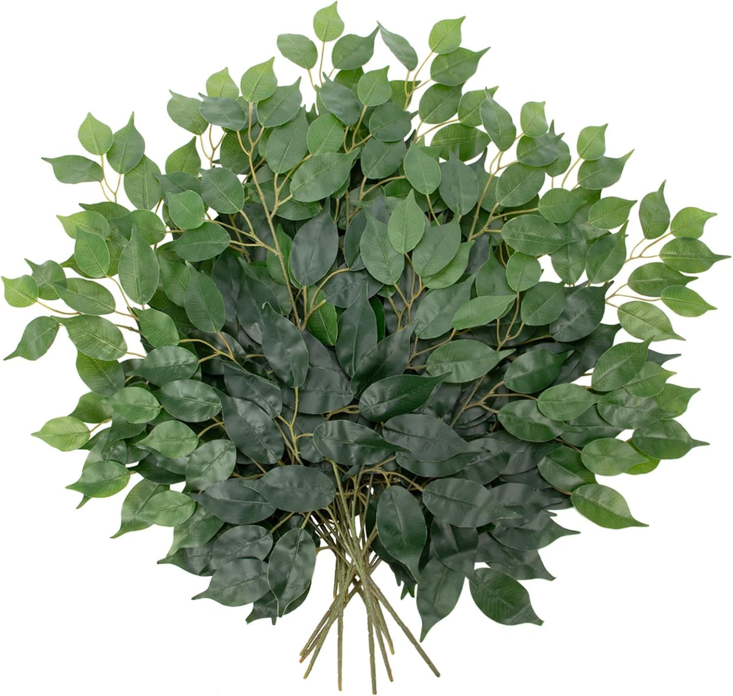 12PCS Ficus Leaves Artificial Branches 24" Faux Ficus Greenery Tree Branches Fake Ficus Leaves Sprays for Tree DIY Arch Wedding Wall Decor - Green