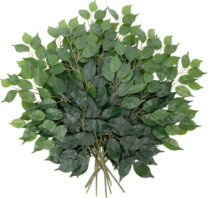 12PCS Ficus Leaves Artificial Branches 24" Faux Ficus Greenery Tree Branches Fake Ficus Leaves Sprays for Tree DIY Arch Wedding Wall Decor - Green