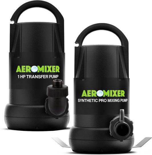 Aeromixer Synthetic Pro 3/4 HP Submersible Mixing + Aerating Pump with 1 HP Water Transfer Pump