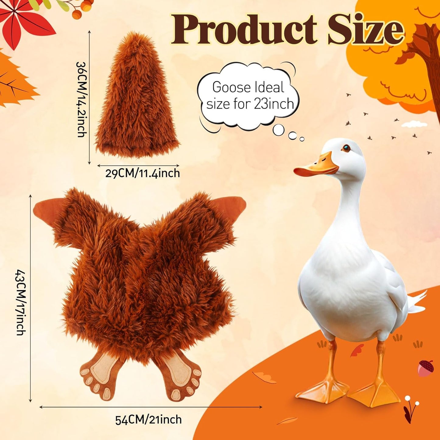 Vinsot Halloween Outdoor Porch Geese Outfit, 23" Patio Yard Porch Desk Goose Coat, Lawn Goose Accessories