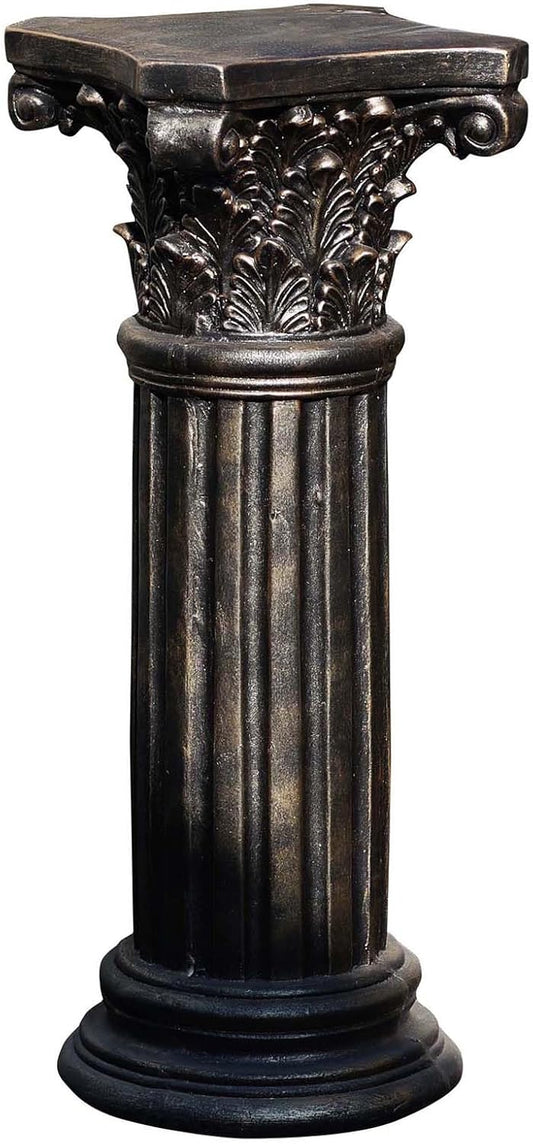 Decorative Roman Column Pedestal, Black Bronze, MGO Cement with Fiber, Classical Garden Pillar, Indoor Outdoor Decor, 33.5 inch Height, Wrap Foam Safely Delivered from Local Warehouse
