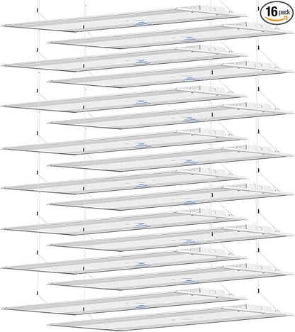 LED Linear High Bay Light 16-Pack, 300W 45000LM 0-10V Dimmable 5000K Daylight, Adjustable High Bay LED Shop Lights Lighting Fixtures for Garage Warehouse Workshop, UL
