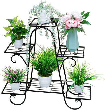 6 Tier Plant Stand Metal Flower Shelves Plant Display Stand Indoor Outdoor Patio Plant Rack Flower Pot Holder