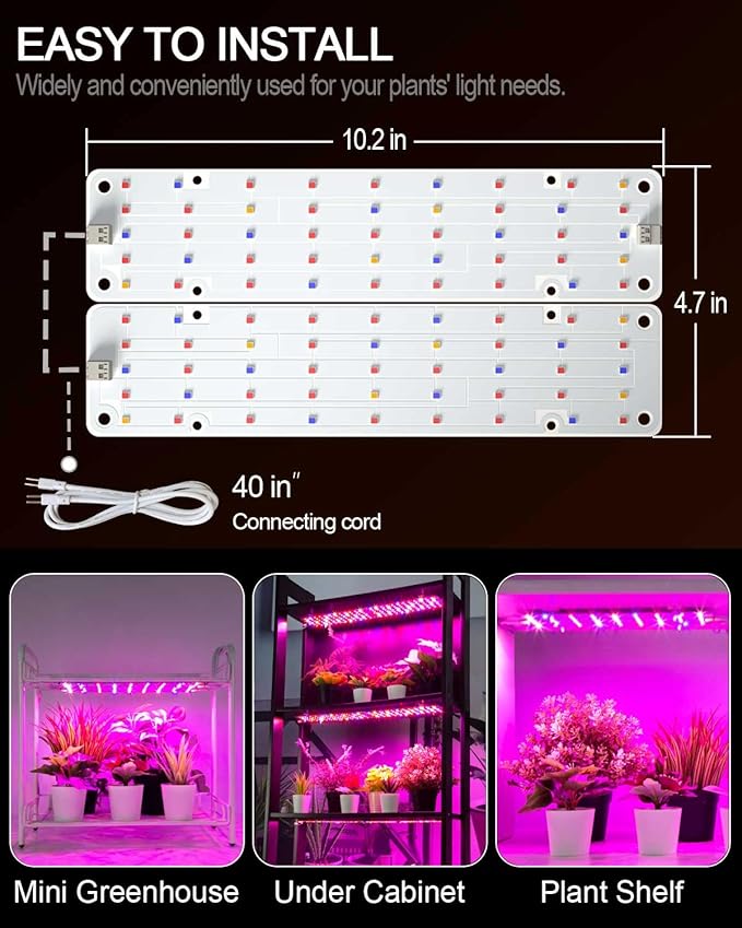 DOMMIA Plant Grow Light, 12W Ultra-Thin Plant Light, Full Spectrum with 90 LEDs, 2Pcs DIY Assembly [Grow Light] Strip for Indoor Garden Greenhouse Aquarium Hydroponic