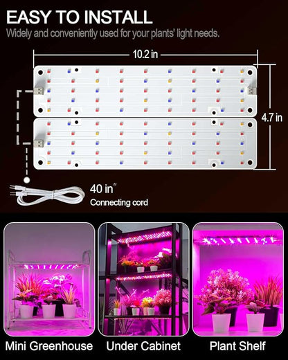 DOMMIA Plant Grow Light, 12W Ultra-Thin Plant Light, Full Spectrum with 90 LEDs, 2Pcs DIY Assembly [Grow Light] Strip for Indoor Garden Greenhouse Aquarium Hydroponic