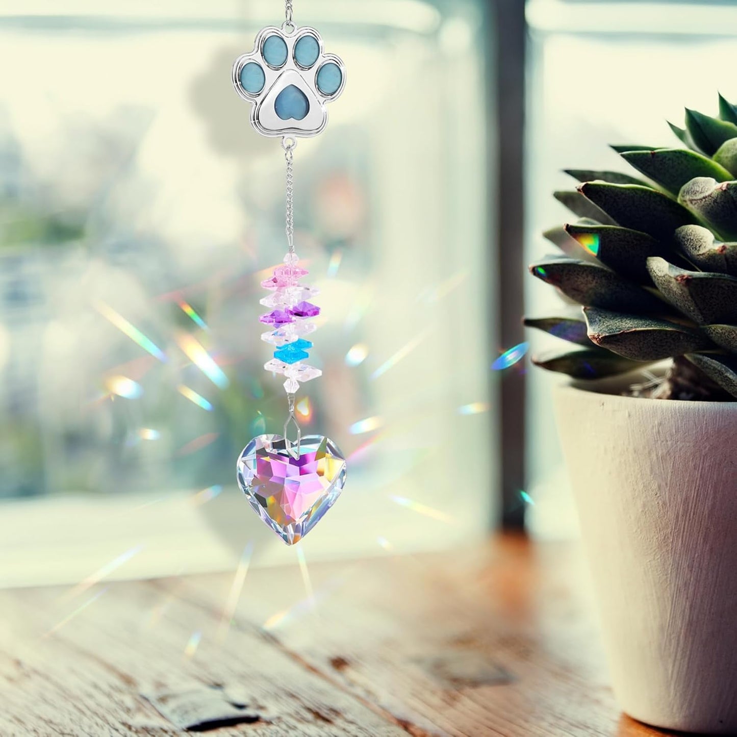 Dog Memorial Gifts for Loss of Dog - Loss of Dogs Sympathy Gift - Pet Memorial Crystal Decor Suncatcher - Thoughtful Dogs Remembrance Bereavement Gift (Blue Heart Crystal Suncatcher)