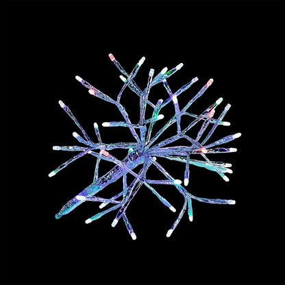 Alpine Corporation 10" H Indoor Christmas Snowflake Ornament with Multi-Colored LED Lights, Silver, Christmas Decoration (Pack of 4)