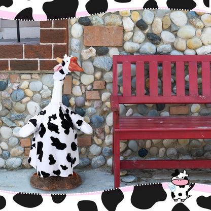 Cow Goose Outfit Clothes for 23 High Cement or Plastic Goose Lawn Clothing Porch Garden Costume