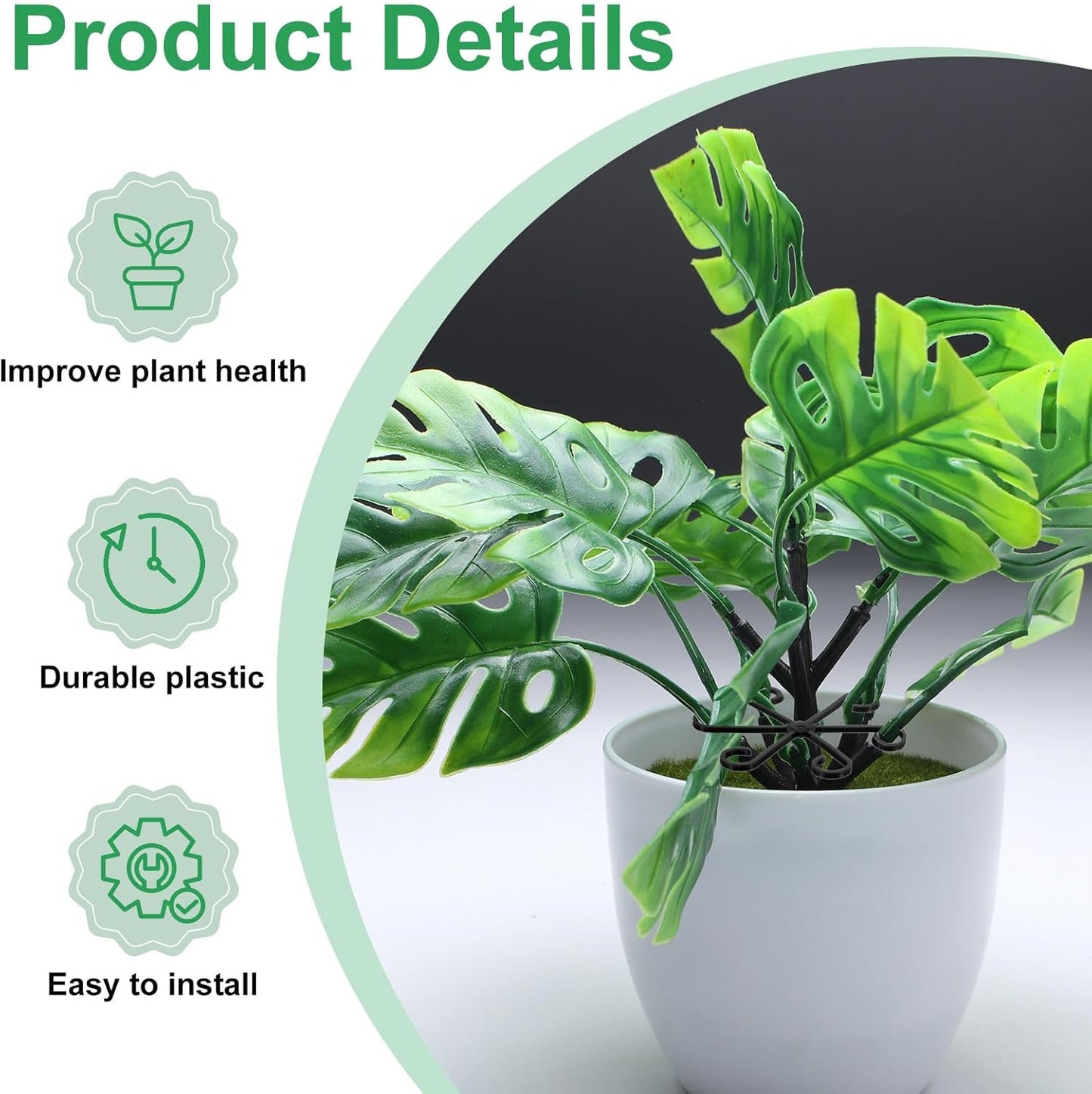 HARFINGTON 8pcs Plant Stem Support 4 Sizes Climbing Houseplant Stem Holder Stakes Reusable Flower Trellis Plant Stand for Outdoor Indoor, Black