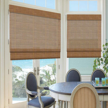LETAU Wood Window Roman Shades, Bamboo Light Filtering Window Blinds for Indoor Home, Office, Kitchen, Pattern 7
