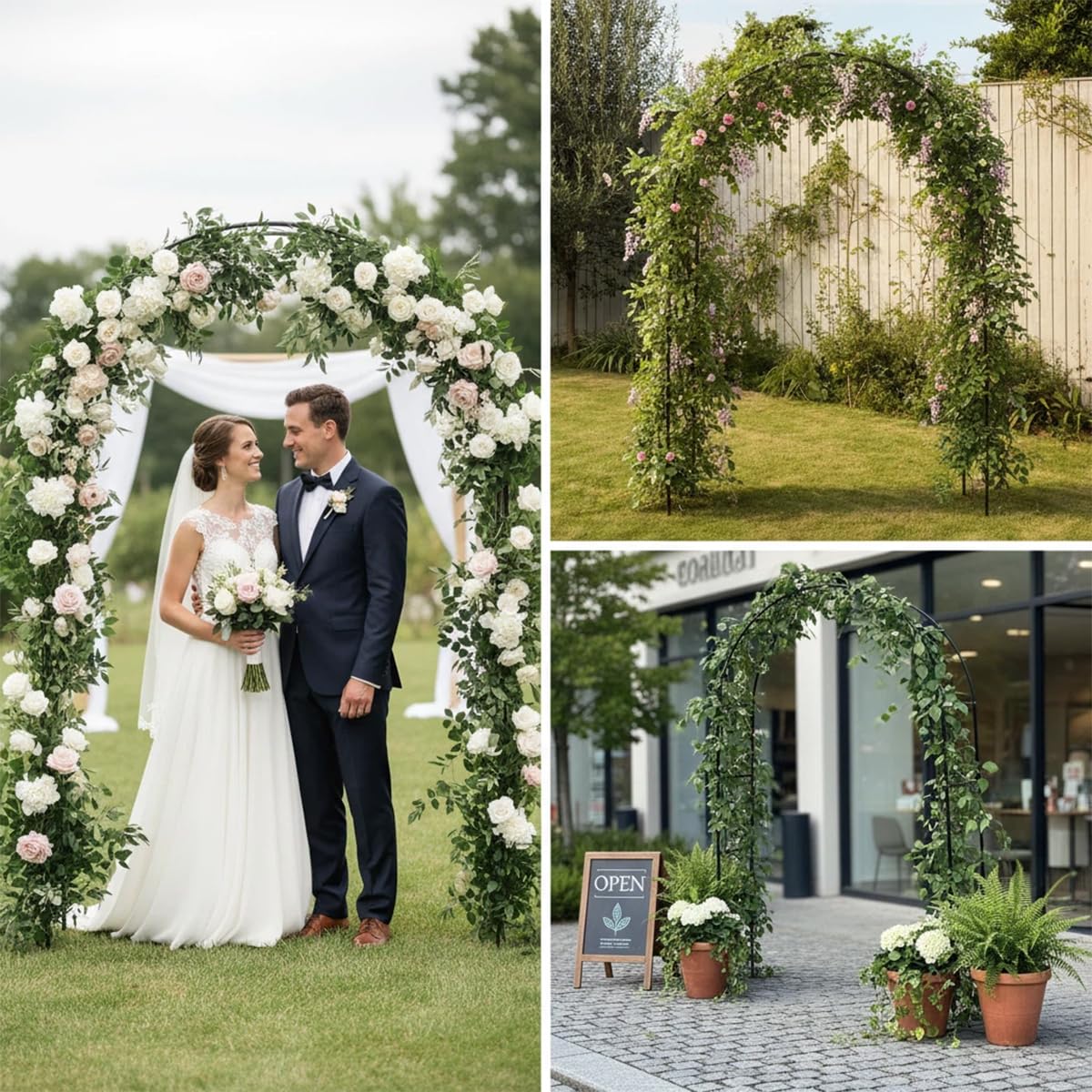 Thick Metal Garden Arch Rust-Proof Heavy Duty for Climbing Vines & Wedding