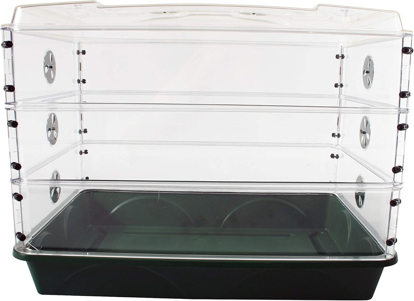 EarlyGrow 95457 24" x 15" x 16.75" Domed Propagator, Green, 3 Side Extenders and Locking Clip Set
