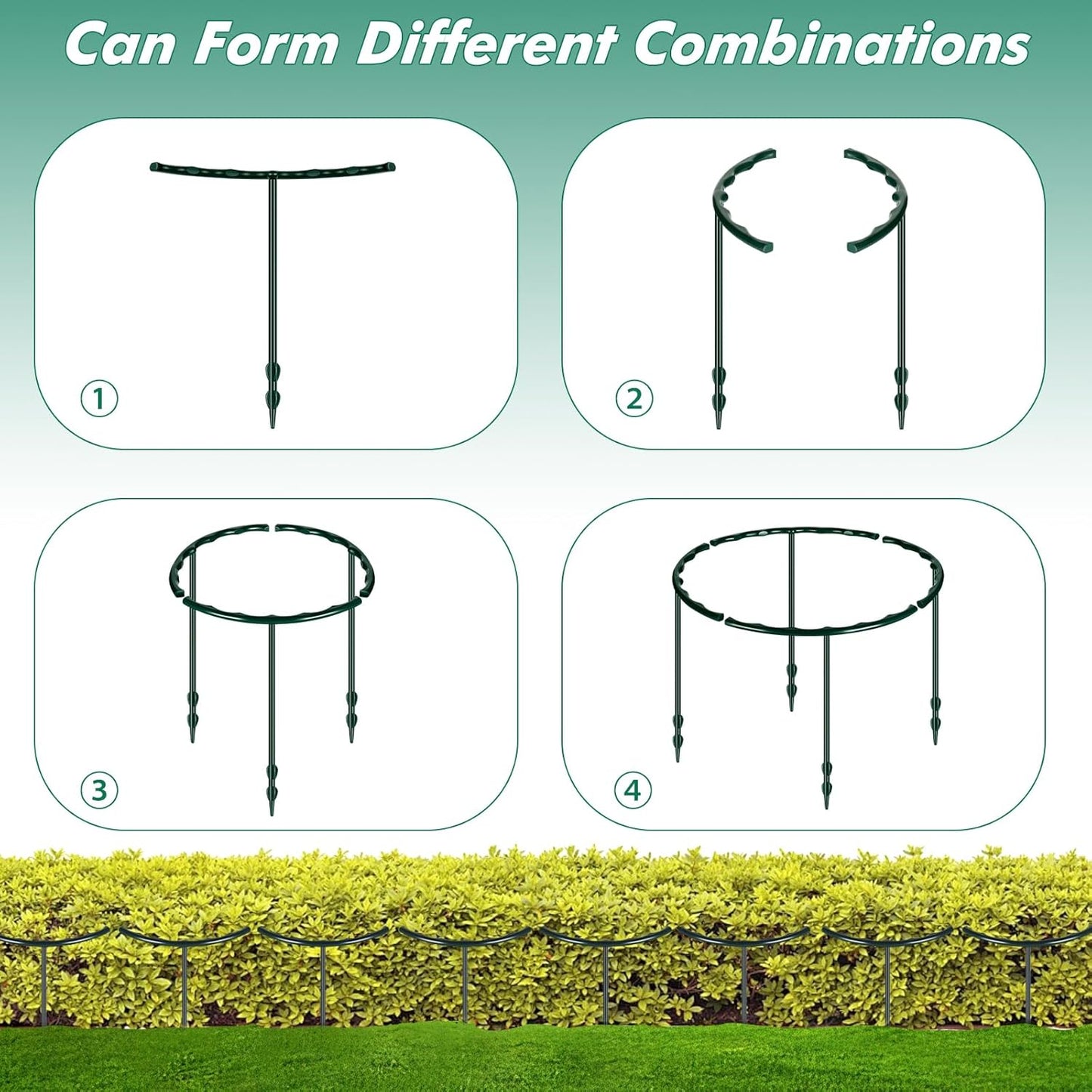 10 Pack Plant Support Plant Stakes Metal Half Round Search Support Ring Small Plastic Cage Holder Short Stem Flower Pot Climbing Trellis for House Flower Vegetable Indoor Leafy(5.7 x 9.8inch)