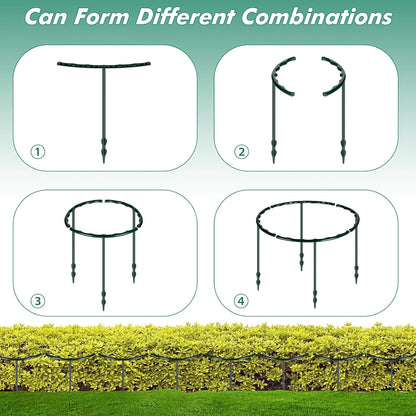 10 Pack Plant Support Plant Stakes Metal Half Round Search Support Ring Small Plastic Cage Holder Short Stem Flower Pot Climbing Trellis for House Flower Vegetable Indoor Leafy(5.7 x 9.8inch)