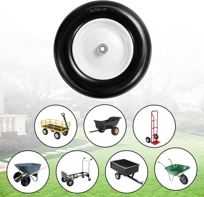 (2-Pack) Fits 4.80/4.00-8, 3.50/2.50-8, 4.00-6, 4.00-8 Wheelbarrow Wheels,14.5" Wheelbarrow Flat Free Tire, with 3/4" & 5/8" Bearing,3" Hub for Garden Cart Trolley Wagon Lawn Mower