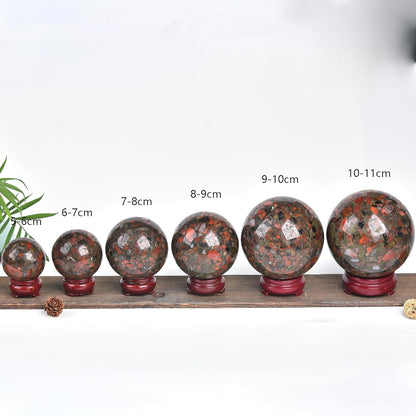 JIC Gem Brazilian Red Agate Crystal Sphere Large Gemstone Sphere Red Healing Crystal Ball with Display Stand Home Decor Meditation Grid Energy Balance (90-100mm)