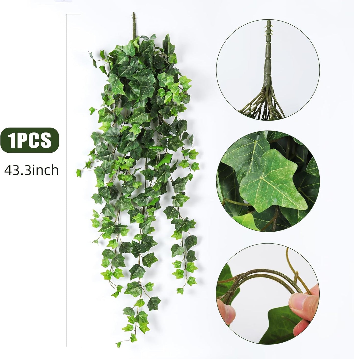 RECUTMS Artificial Ivy Hanging Leaves Plants Fake Vines Garland Real Touch Faux Plastic Bushes for Outside Home Wall Garden Wedding Party Bar Decor 39.4’’