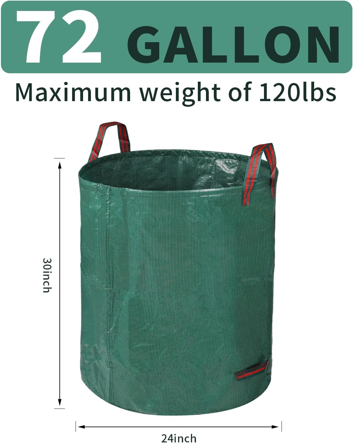 3 Pack Yard Waste Bags 72 Gallon Lawn and Leaf Bags, Reusable Heavy Duty Garden Bags for Collecting Leaves, Waste Container for Clean Up Outdoor Debris Leaves Grass Clippings