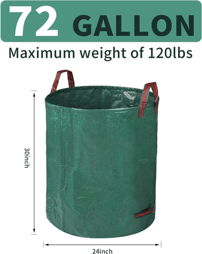 3 Pack Yard Waste Bags 72 Gallon Lawn and Leaf Bags, Reusable Heavy Duty Garden Bags for Collecting Leaves, Waste Container for Clean Up Outdoor Debris Leaves Grass Clippings