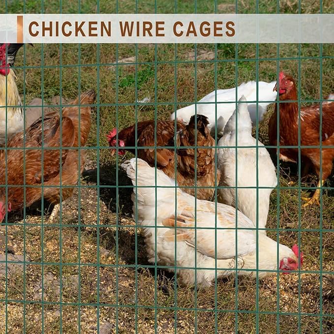 Tongmo 4 ft x 50 ft Green PVC Coated Welded Wire Fence, 16GA Garden Chicken Wire Fence Roll, Mesh Size 2" x 4" Hardware Cloth, Ideal for Yard Protection and Poultry Netting