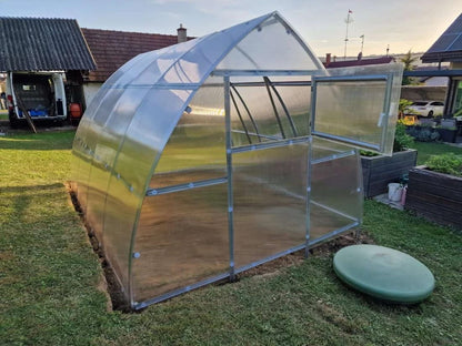 Classic Arch Polycarbonate Greenhouse Kit – 0.23" Twin-Wall Panels, Heavy-Duty Galvanized Steel Frame, Weather-Resistant, Expandable Outdoor Garden House for All Seasons 3 x 8 m (24 m2)