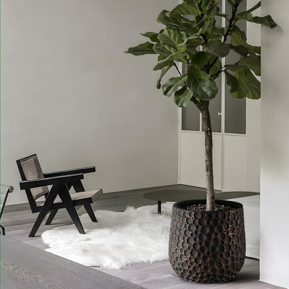 Craft flowerpots 18"+13"+9" Dia Round Concrete Planter Set of 3 Large Outdoor/Indoor Planter Pots Containers with Drainage Holes and Rubber Plug for Home Garden (Black, Large)