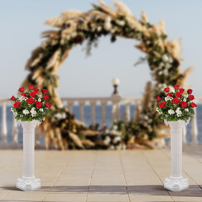 Roman Columns Wedding Column Stand Roman Pillar Plant Stand Plastic Greek Column Statue Pedestal Flower Pot Holder Decor, Wedding Event Party Elegant Decorative Column (White, 2Pcs, 10.63x34.65 Inch)