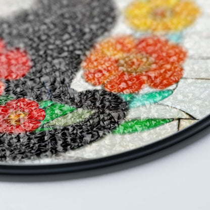 Black Cat Stained Glass Suncatchers Art Glass Cats Flowers for Sun Catcher Indoor Window Gifts for Pet Animal Nature Floral Lovers Women Grandma Mom Friend Painted Panel Décor