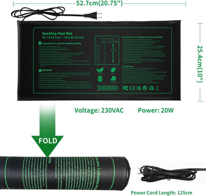 NAMOTEK Seedling Heat Mat, 10" x 20.75" Waterproof Plant Heating Mat, Warm Hydroponic Heating Pad for Indoor Home Gardening Seed Starter,Germination, Greenhouse
