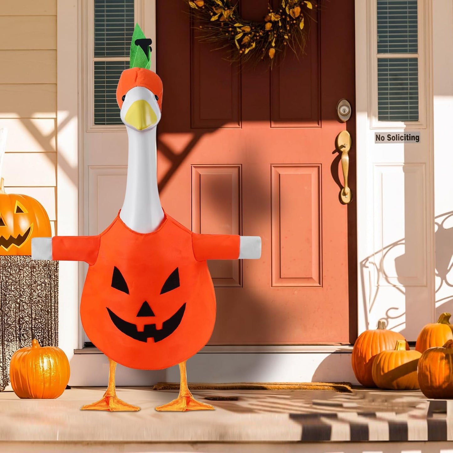 Halloween Pumpkin Porch Goose Outfit Plastic Statue Costume Clothes, for 23" 17" Party Outdoor Patio Yard Lawn Decor