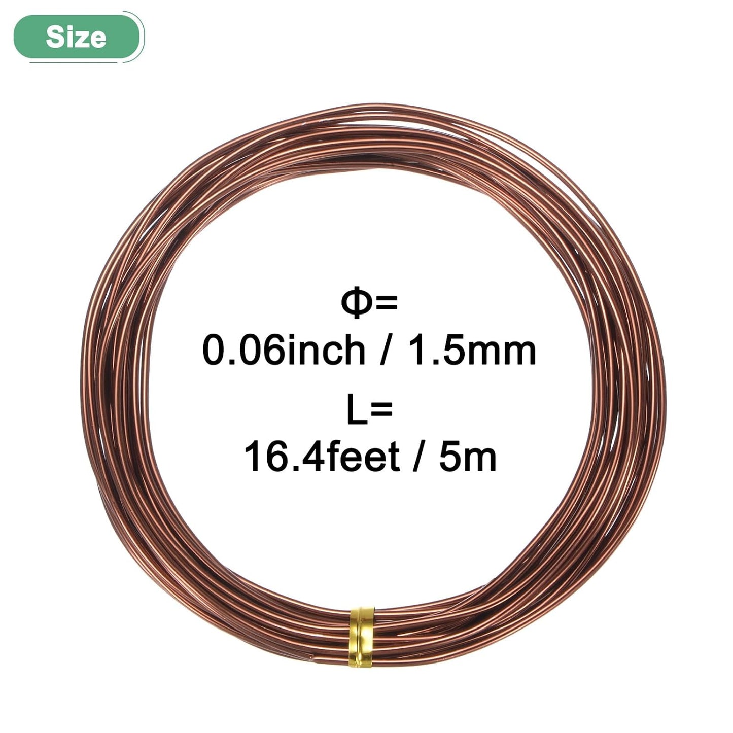 1.5mm Bonsai Training Wire, 16.4 Feet Total Anodized Aluminum Bonsai Wires for Bonsai Tree Shaping/Branches Fixing/Trunk Holding/DIY Crafting [Bronze]