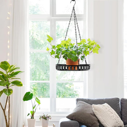 Plant Hanger Indoor Outdoor 3 Pack, Hanging Planter for Indoor Outdoor Plants, Hanging Plant Holder Shelf, Plant Hanging Basket, Decorative Metal Plant Holder, Black-3pcs