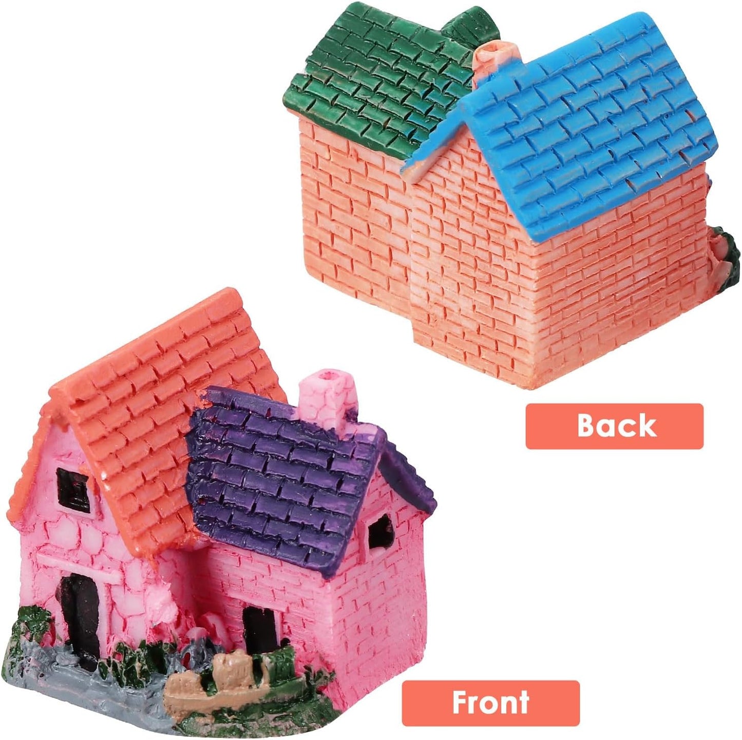 10Pcs Miniature Fairy Garden Resin Houses, Lifelike Village Cottage Figurines for Succulent Plants, Bonsai, Micro Landscape, and Home Decor