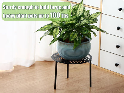 5-Pack 12” Heavy-duty Metal Plant Stands Large Flower Pot Holder for Indoor Outdoor Rust-proof Iron Potted Planter Stand Modern Round Corner Stand Shelf for Living Room Patio Garden Yard