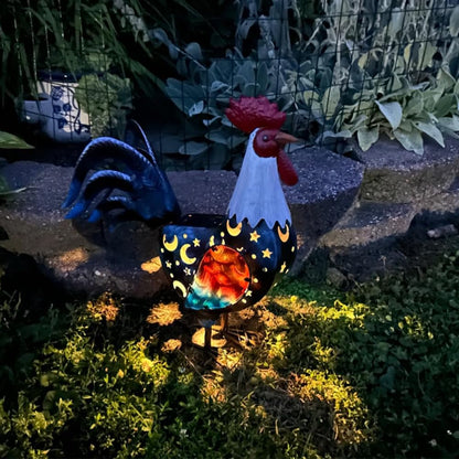 LIFFY Metal Rooster Yard Decor,18" Solar Rooster Outdoor Decor with LED Lights,Chicken Home Decorative Ornaments,Garden Statues for Outside Patio Backyard Landscape Lawn