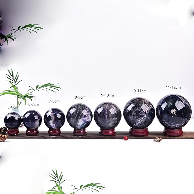 JIC Gem Extra Large Colorful Fluorite Crystal Sphere,Decorative Crystal Ball Fluorite Gemstone Sphere for Meditation,Office Table Decorations 110-120mm